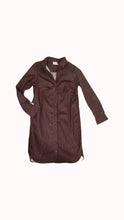 Load image into Gallery viewer, Sea Island Shirtdress in Chocolate with White Dots