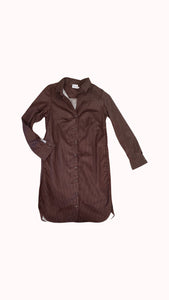 Sea Island Shirtdress in Chocolate with White Dots
