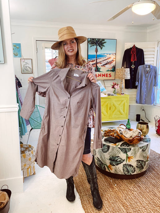 Sea Island Shirtdress in Sandy Shell