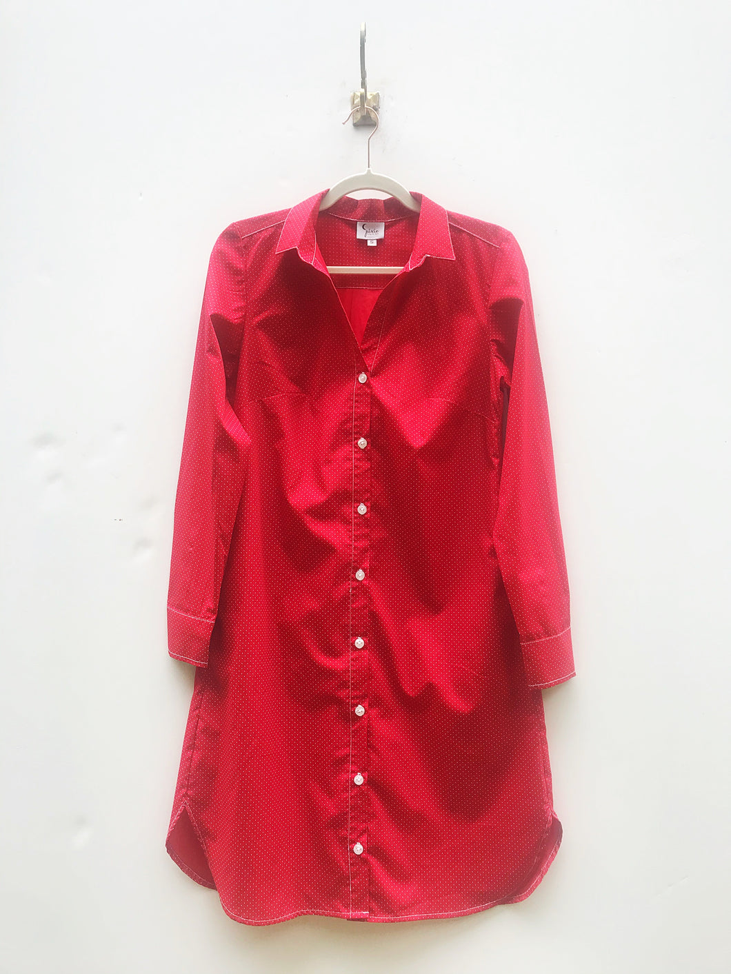 Sea Island Shirtdress in Game Day (Red with Small White Dots)