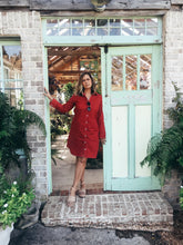 Load image into Gallery viewer, Sea Island Shirtdress in Game Day (Red with Small White Dots)