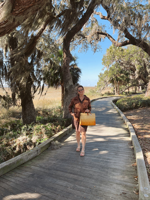 Sea Island Shirtdress in Brown Stripes